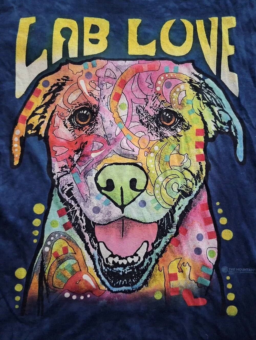 Lab Love Colorful Labrador Dog Tee - Navy Blue